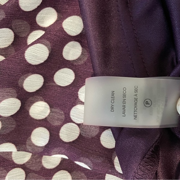 ❄️ NWT Calvin Klein 14 Purple Polka Dot Asymmetrical Maxi V-Neck Tank Dress - Picture 7 of 7